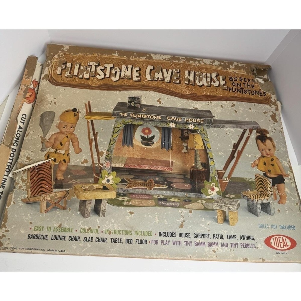 Vintage 1964 FLINTSTONE CAVE HOUSE (Unassembled With Instructions)